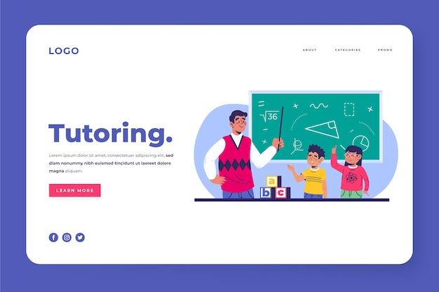 Hand drawn flat design tutoring landing page