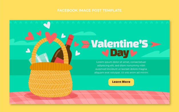 Hand drawn flat design valentines day facebook post