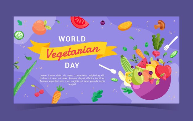 Hand drawn flat design vegetarian food facebook post