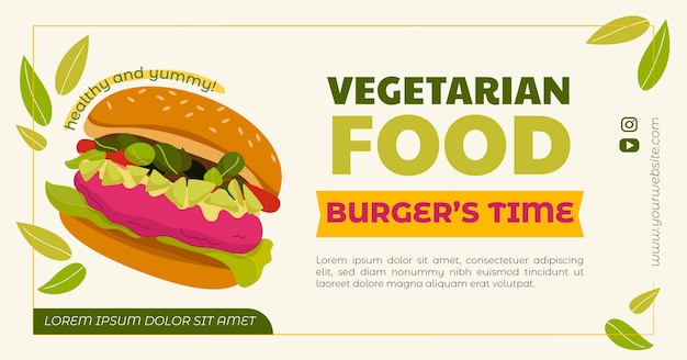 Hand drawn flat design vegetarian food facebook post