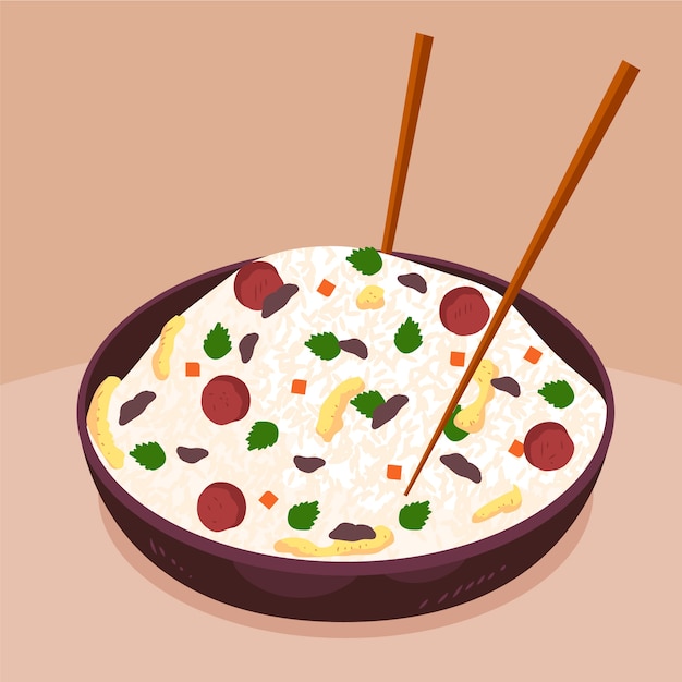 Hand drawn flat design vietnamese food illustration