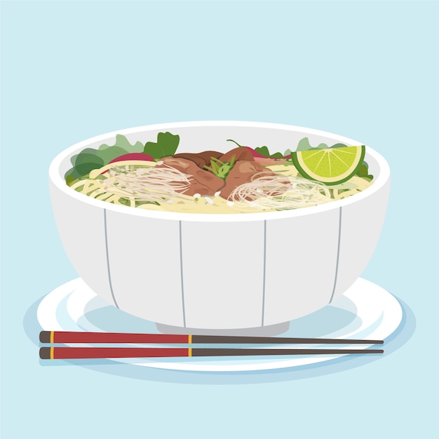 Free Vector hand drawn flat design vietnamese food illustration