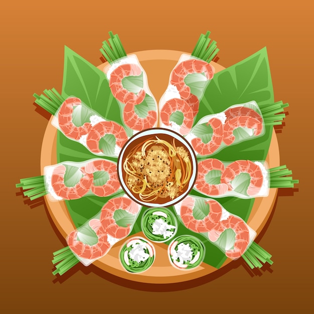 Free Vector hand drawn flat design vietnamese food illustration