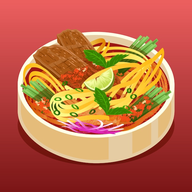 Hand drawn flat design vietnamese food illustration