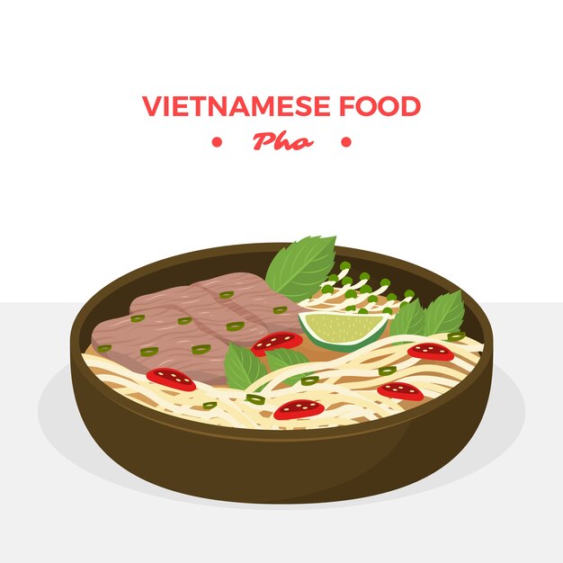 Hand drawn  flat design vietnamese food