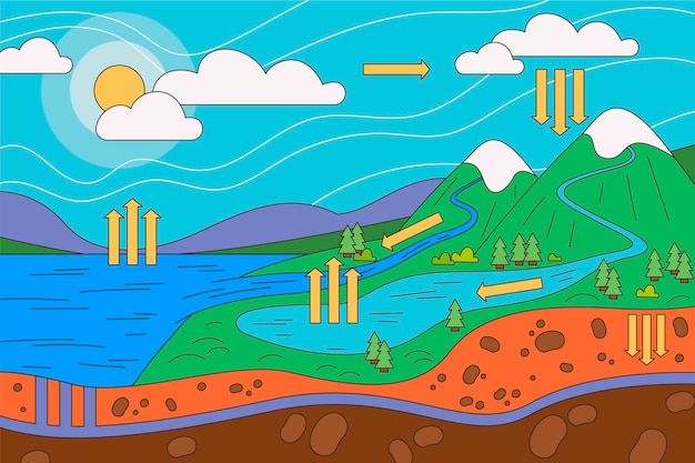 Free Vector hand drawn of flat design water cycle