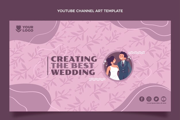 Hand drawn flat design wedding planner design template