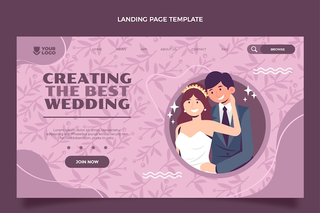 Hand drawn flat design wedding planner design template