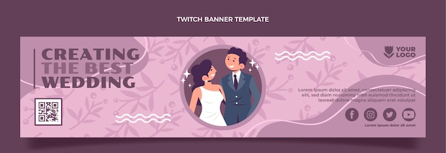 Hand drawn flat design wedding planner design template