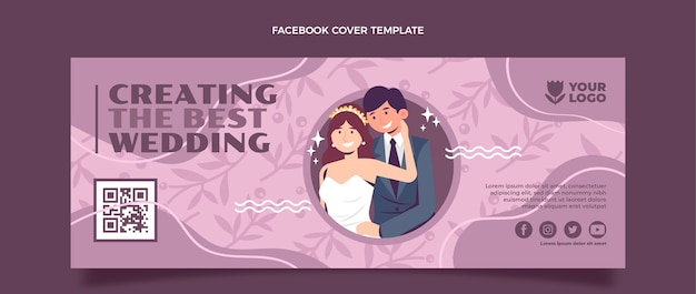 Hand drawn flat design wedding planner design template