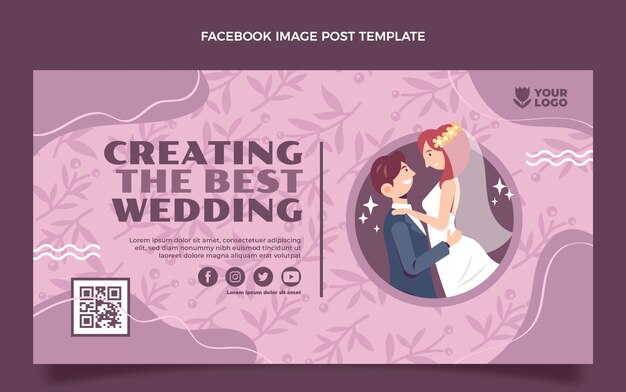 Hand drawn flat design wedding planner design template