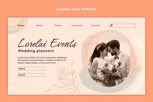 Hand drawn flat design wedding planner design template