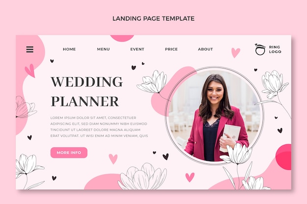 Hand drawn flat design wedding planner design template