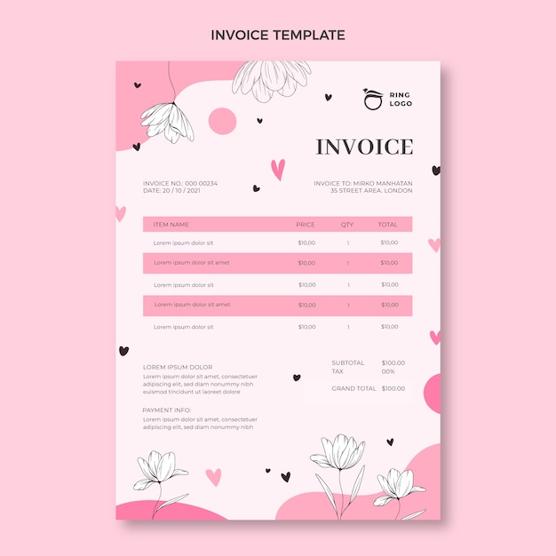 Hand drawn flat design wedding planner design template