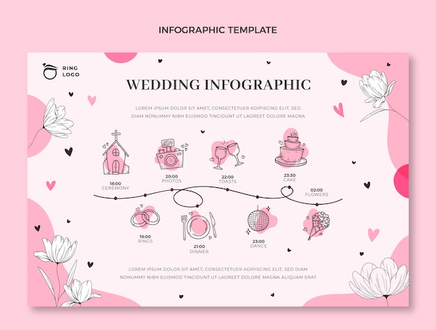 Hand drawn flat design wedding planner design template