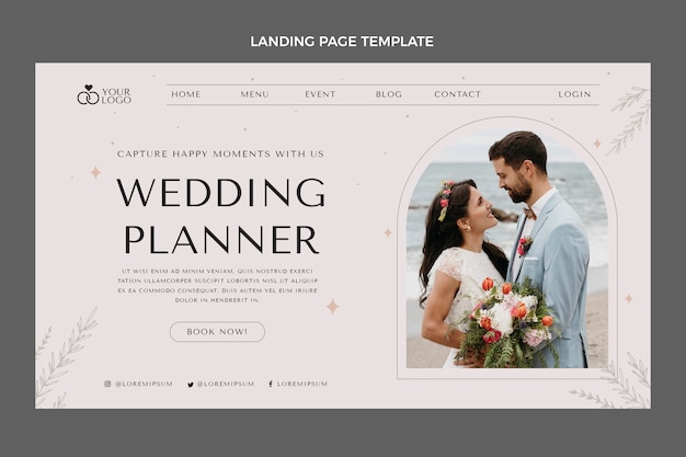 Free Vector hand drawn flat design wedding planner design template