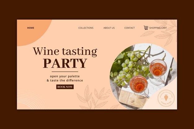 Hand drawn flat design wine party landing page