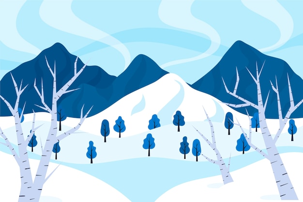 Free Vector hand drawn flat design winter landscape