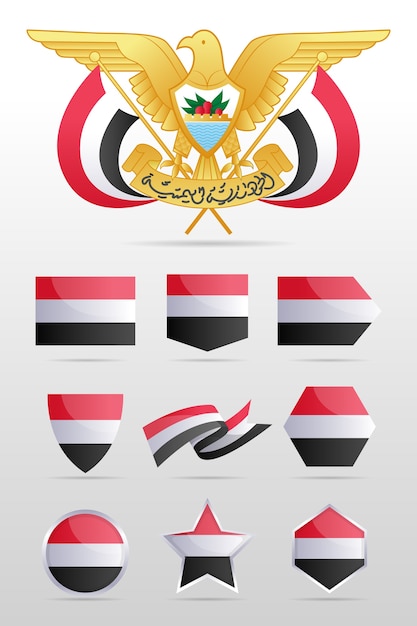 Hand drawn flat design yemen national emblems