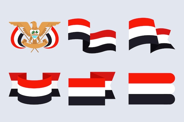 Free Vector hand drawn flat design yemen national emblems