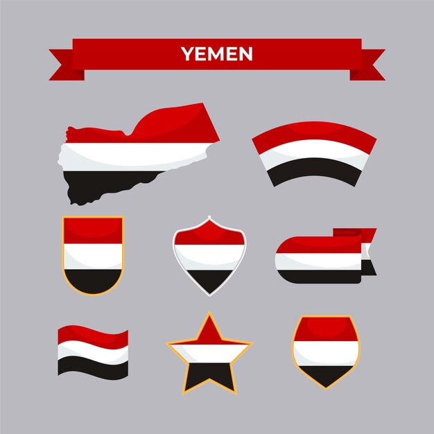 Hand drawn flat design yemen national emblems