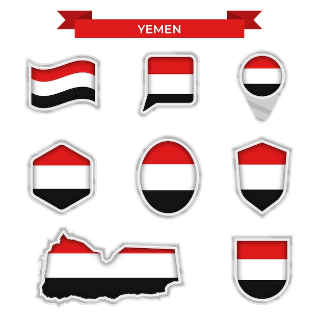 Free Vector hand drawn flat design yemen national emblems