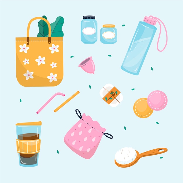 Free Vector hand drawn flat design zero waste collection