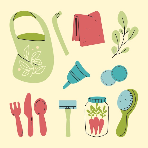 Free Vector hand drawn flat design zero waste collection