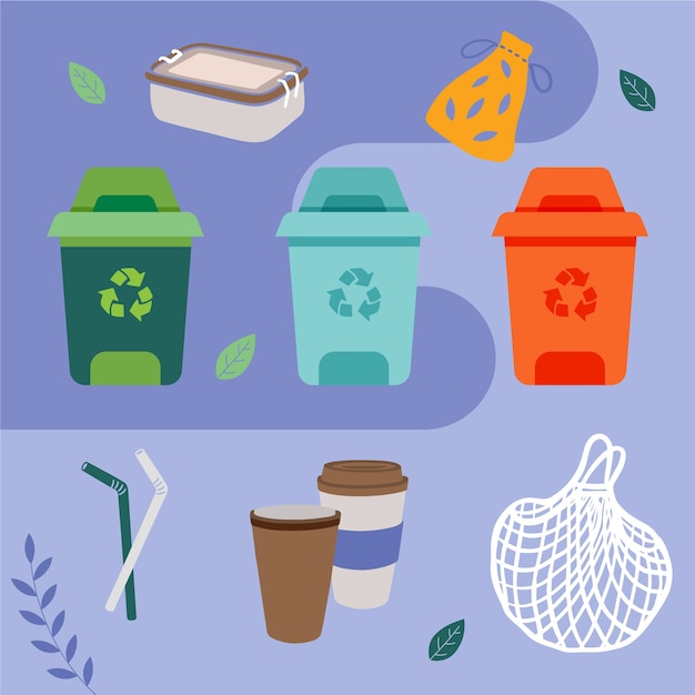 Free Vector hand drawn flat design zero waste collection