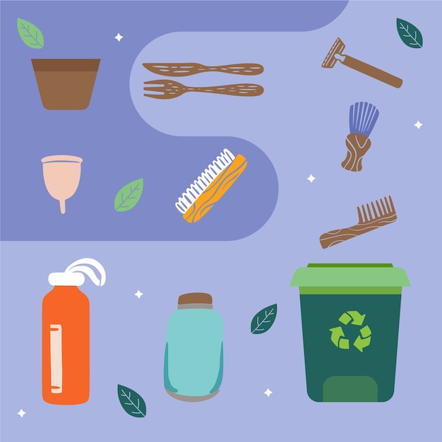 Hand drawn flat design zero waste collection