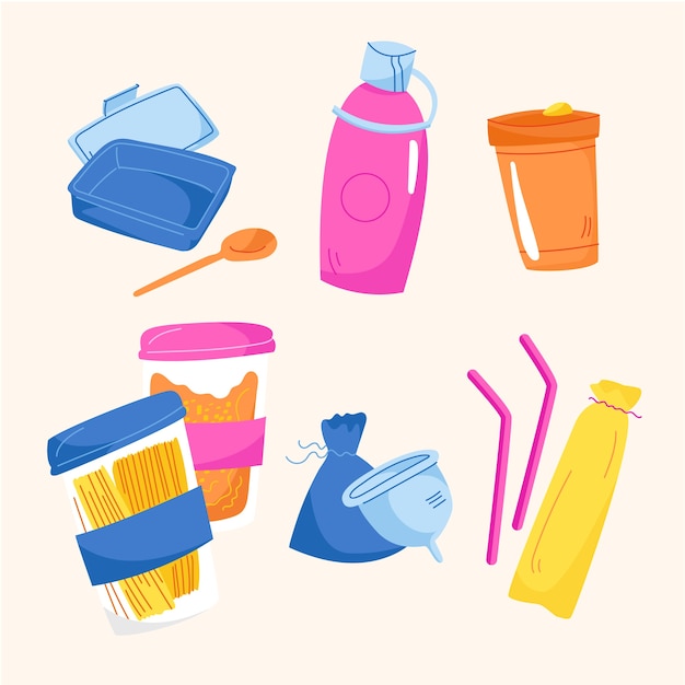 Free vector hand drawn flat design zero waste collection