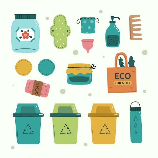 Free Vector hand drawn flat design zero waste collection