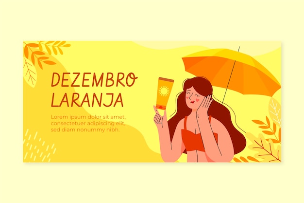 Hand drawn flat dezembro laranja horizontal banner