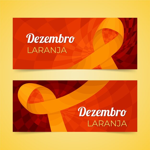 Hand drawn flat dezembro laranja horizontal banners set