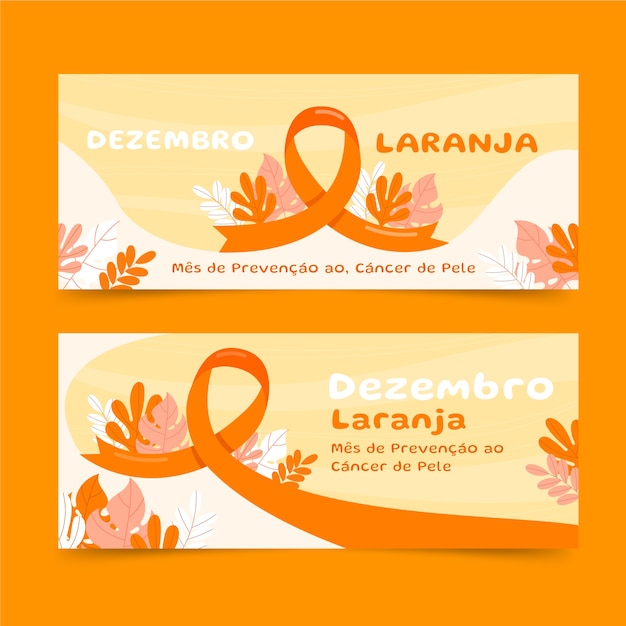 Free Vector hand drawn flat dezembro laranja horizontal banners set