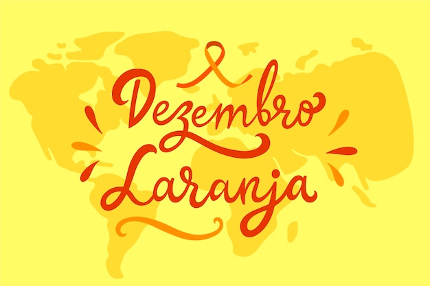 Hand drawn flat dezembro laranja lettering