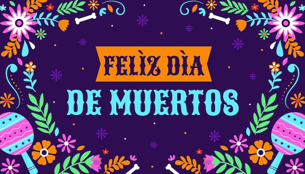 Free Vector hand drawn flat dia de muertos background