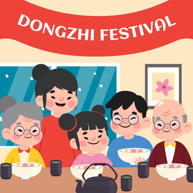 Hand drawn flat dongzhi festival background