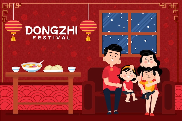 Hand drawn flat dongzhi festival background