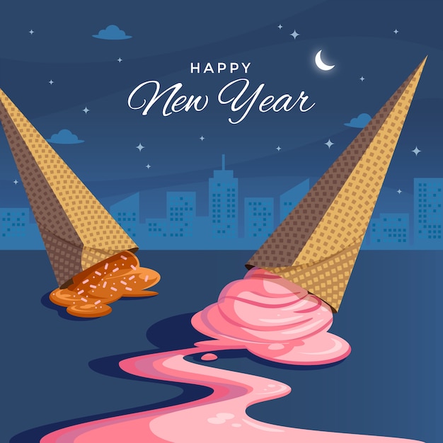 Free Vector hand drawn flat drop ice cream to the floor tradition illustration