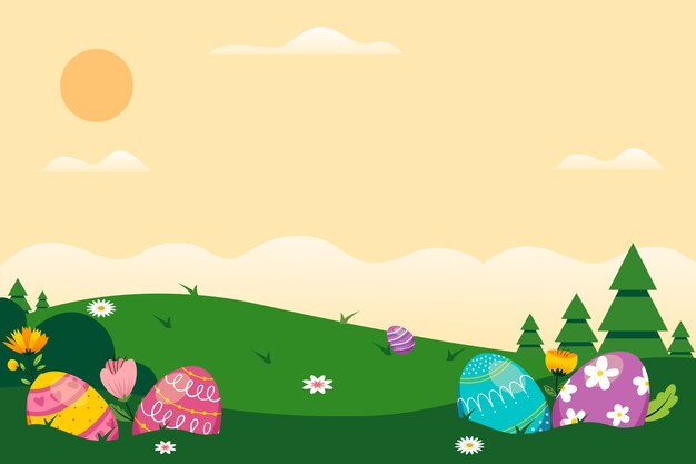 Hand drawn flat easter background