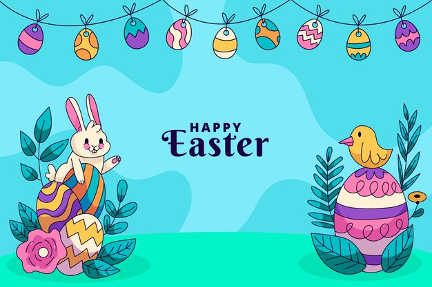 Hand drawn flat easter background