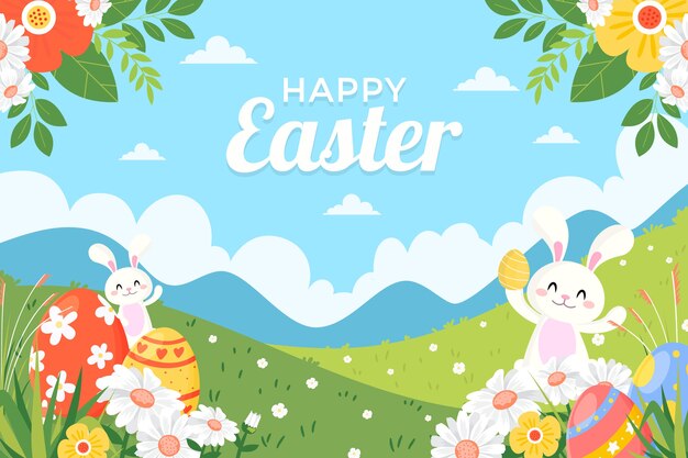 Hand drawn flat easter background