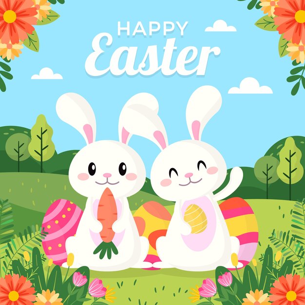 Hand drawn flat easter illustration