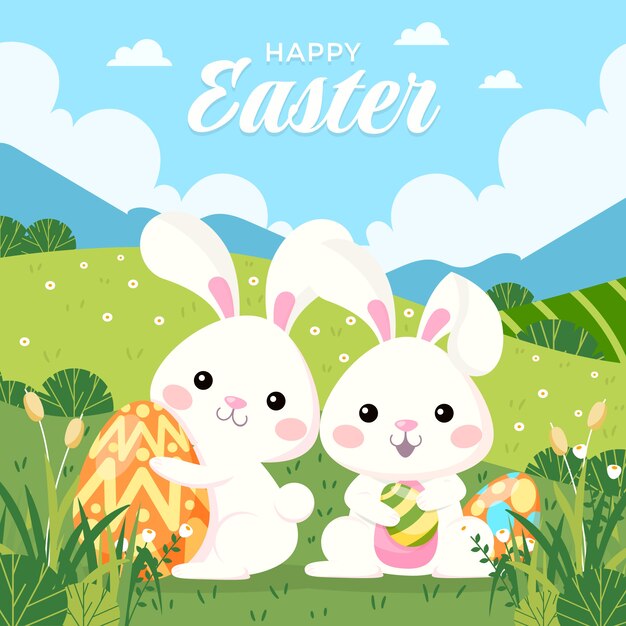 Hand drawn flat easter illustration