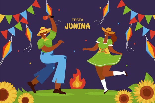 Hand drawn flat festas juninas background