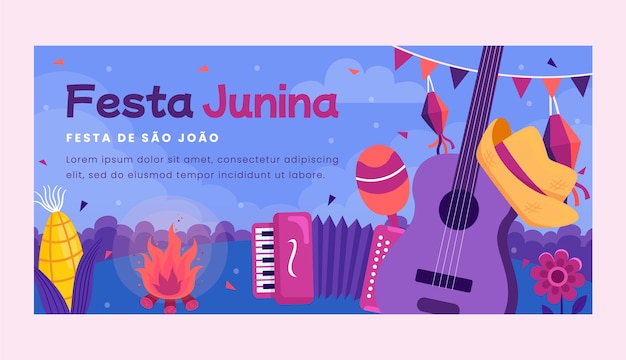 Free vector hand drawn flat festas juninas banner