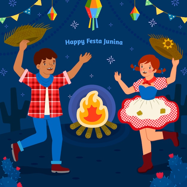 Hand drawn flat festas juninas illustration