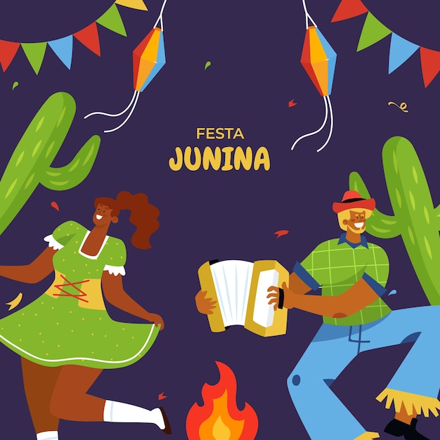 Hand drawn flat festas juninas illustration