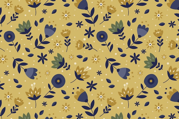 Hand drawn flat flowered pattern